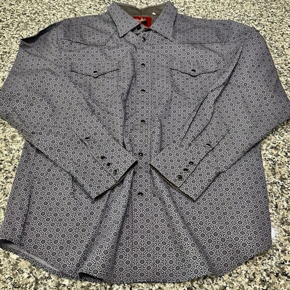 rodeo Other - Rodeo Clothing Co Geometric Western Pearl Snap Button Shirt Men Blue Cowboy XXL